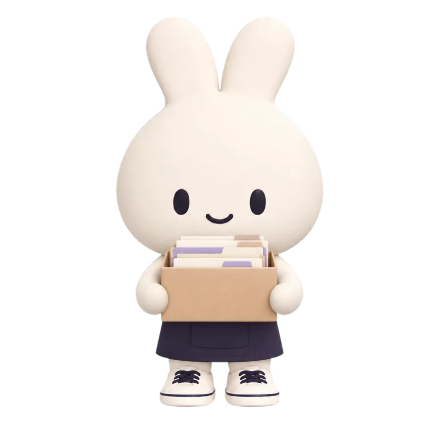 書類の入った箱を抱える aunny