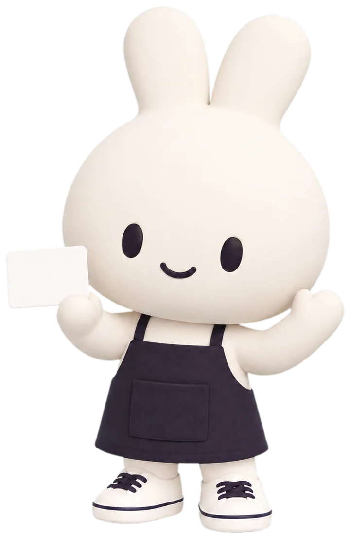 白い札を掲げて答える aunny